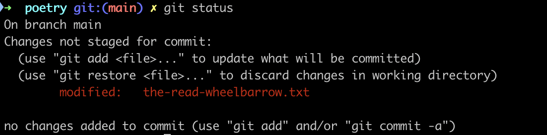 git shows a file that has been modified